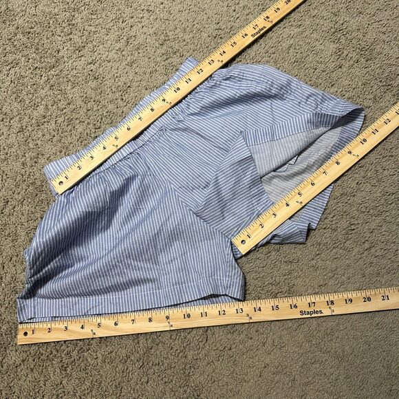 Pour Les Femmes Blue White Striped Long Sleeve Button Up Top & Shorts Pajama Set - Picture 7 of 10